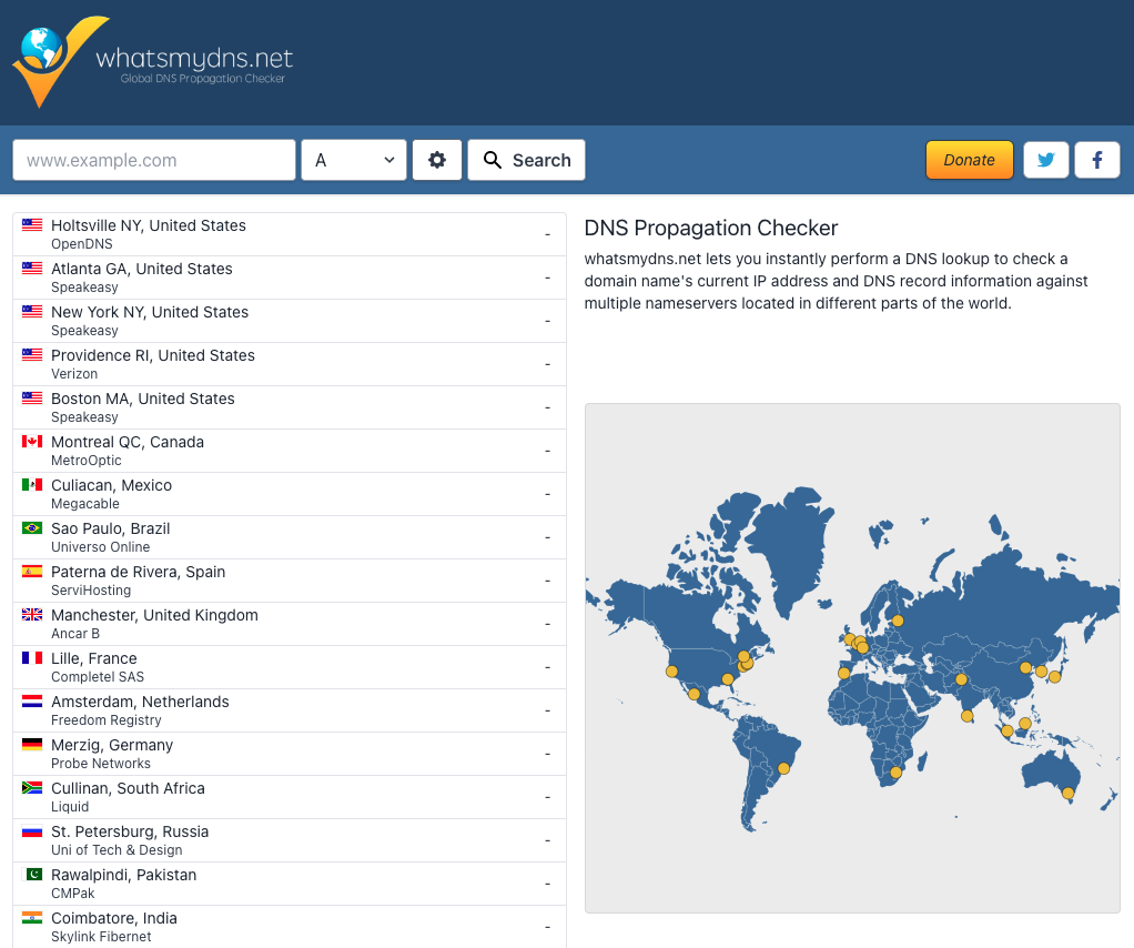 Screenshot of 'whatsmydns.net'